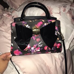 Rare Betsey Johnson Black Floral Bag with Bow
